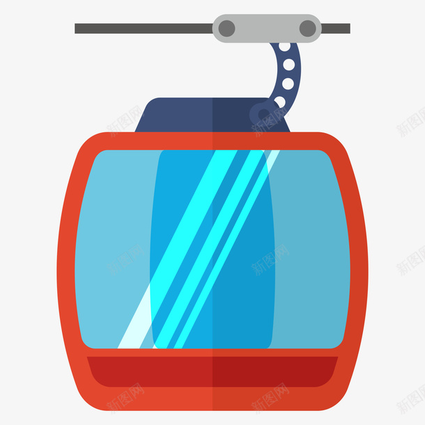 卡通扁平缆车png免抠素材_新图网 https://ixintu.com 交通工具 卡通 扁平 红色 缆车