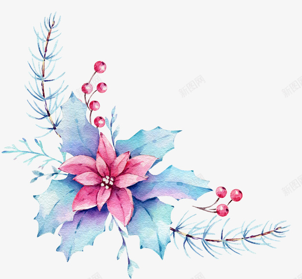 彩色手绘的花朵绿叶png免抠素材_新图网 https://ixintu.com 叶子 手绘植物 植物 粉色花朵 绿叶 绿植 花朵