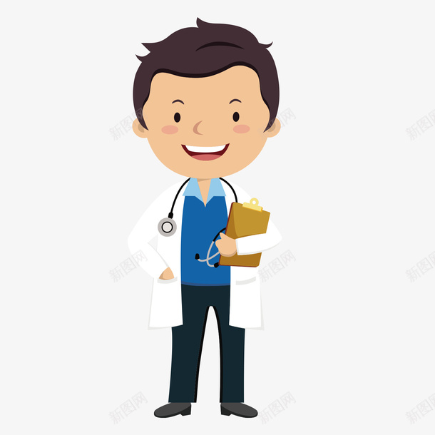 卡通听诊医生微笑表情矢量图ai免抠素材_新图网 https://ixintu.com 卡通 听诊医生 听诊医生卡通 微笑表情 男医生矢量 矢量风格 矢量图