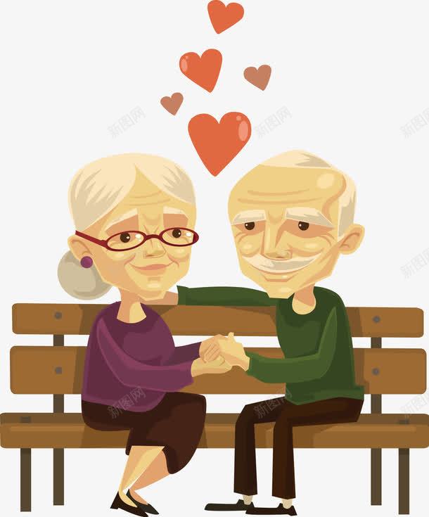 恩爱的夫妻png免抠素材_新图网 https://ixintu.com 卡通人物 相爱 老夫老妻 老年夫妻