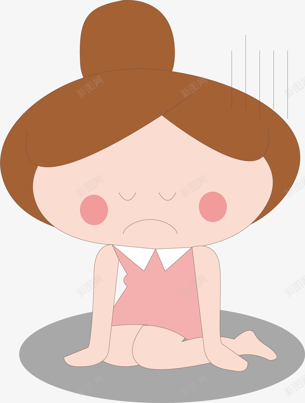 伤心的小女孩矢量图ai免抠素材_新图网 https://ixintu.com 伤心 小女孩 手绘 粉色 矢量图