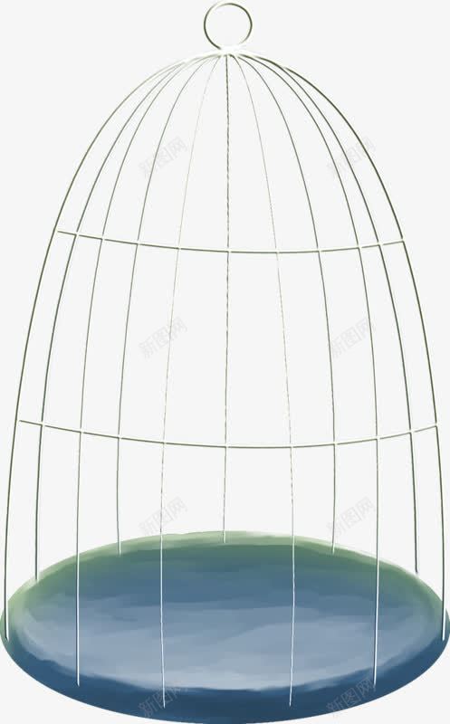 一个鸟笼png免抠素材_新图网 https://ixintu.com 一个 卡通 手绘 白色 线条 绿色 蓝色 鸟笼