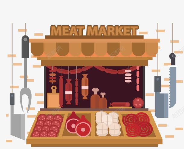 可爱的商店png免抠素材_新图网 https://ixintu.com 可爱 商店 猪肉 菜刀