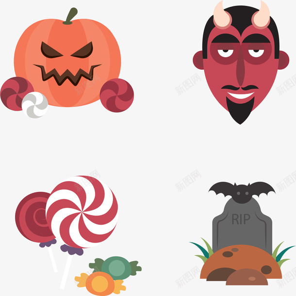 万圣节元素矢量图ai免抠素材_新图网 https://ixintu.com 万圣节HALLOWEEN扁平 矢量图
