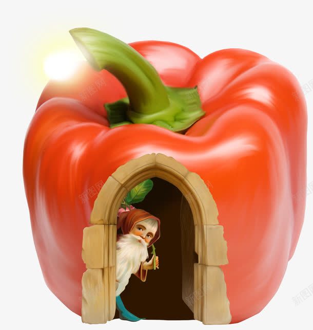 红椒小屋png免抠素材_新图网 https://ixintu.com 小屋 精灵 精灵小屋 红椒 路灯