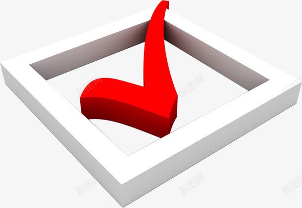 红白色立体对勾图标png_新图网 https://ixintu.com 图标 白色 立体