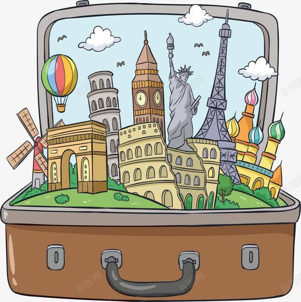 手绘卡通世界名胜矢量图ai免抠素材_新图网 https://ixintu.com 世界名胜 世界旅游 卡通建筑 旅游 矢量png 矢量图