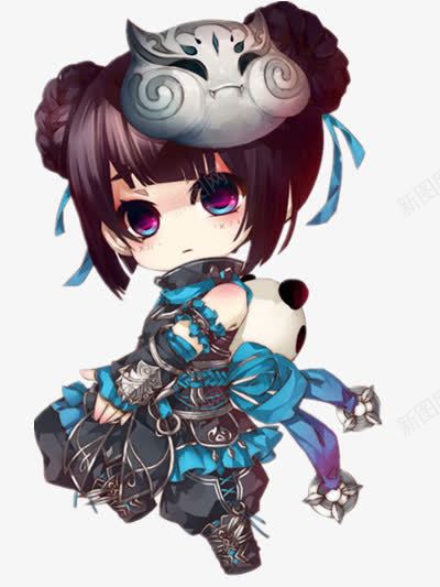 手绘猫面具女孩png免抠素材_新图网 https://ixintu.com 女孩 绘猫 面具