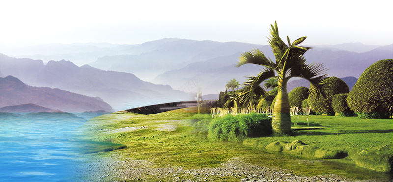 唯美风景淘宝背景图psd_新图网 https://ixintu.com banner 促销背景 大海 山 开心 摄影 树 海报banner 淘宝 淘宝banner 网页背景 风景