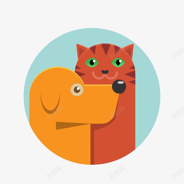 猫狗png免抠素材_新图网 https://ixintu.com 卡通动物 红色猫 黄色狗