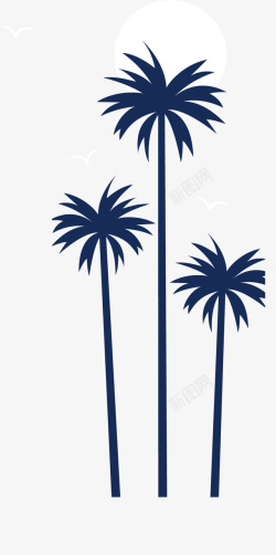 夏天海边美丽椰子树矢量图素材
