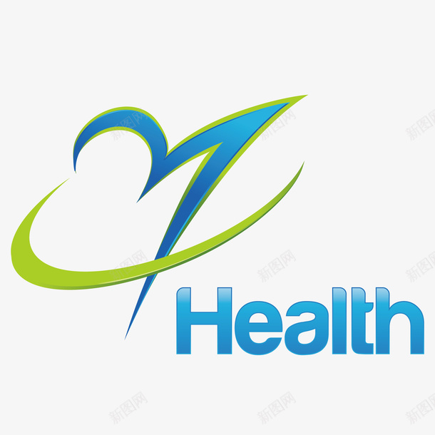 蓝色健康字母心形图标矢量图ai_新图网 https://ixintu.com 健康 图标 字母 心形 蓝色 矢量图