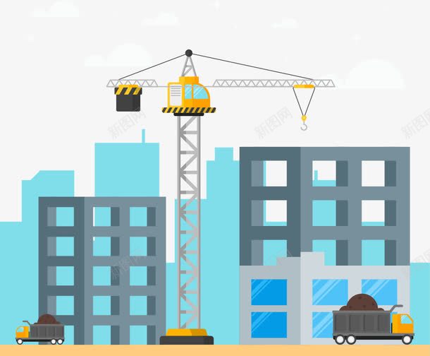 手绘吊车施工矢量图ai免抠素材_新图网 https://ixintu.com 作业 卡通 手绘 施工 矢量图