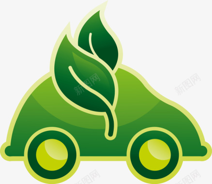 绿色节能环保汽车图矢量图图标图标
