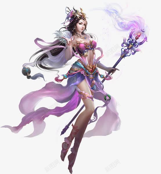 手绘魔法杖蓝衣女子png免抠素材_新图网 https://ixintu.com 女子 手绘 蓝衣 魔法