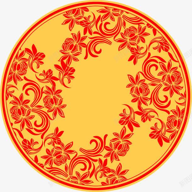 黄红色花纹月饼包装png免抠素材_新图网 https://ixintu.com 包装 月饼 红色 花纹
