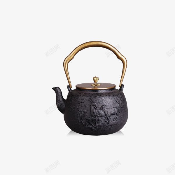三阳开泰铸铁茶壶png免抠素材_新图网 https://ixintu.com 产品实物 大容量烧水壶 茶壶