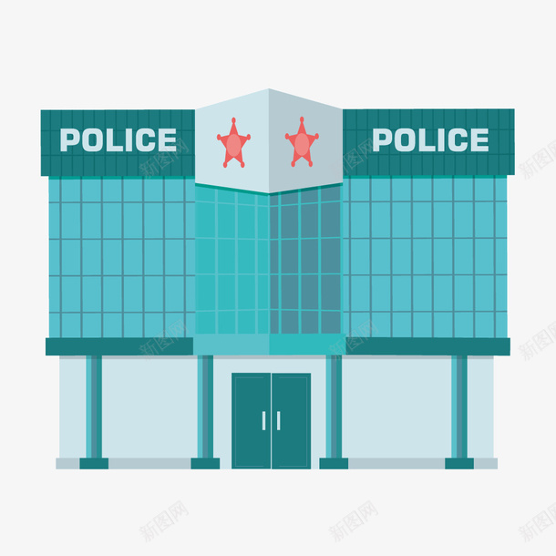 卡通警察局矢量图ai免抠素材_新图网 https://ixintu.com 办案 卡通 蓝色 警察局 矢量图
