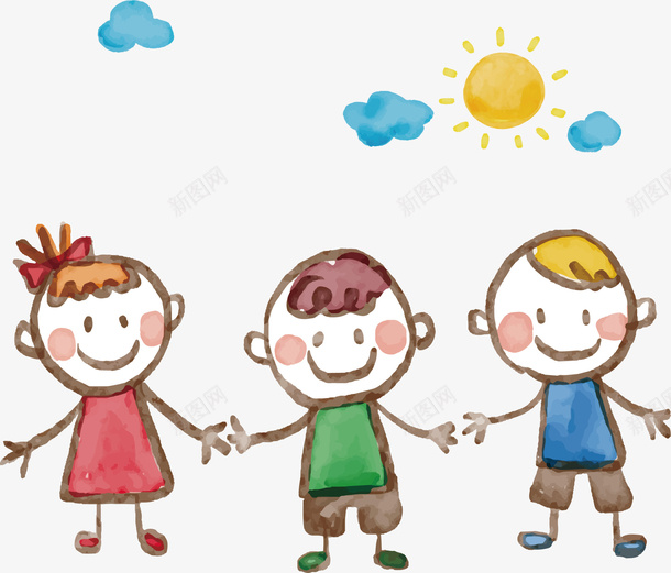 彩色手绘水墨六一卡通插画png免抠素材_新图网 https://ixintu.com 六一 卡通插画 可爱 太阳 彩色 手绘 水墨 黄色