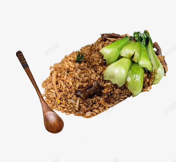 黑椒牛柳炒饭png免抠素材_新图网 https://ixintu.com 勺子 小白菜 木勺 牛柳 米饭 黑椒 黑椒牛柳 黑椒牛柳炒饭