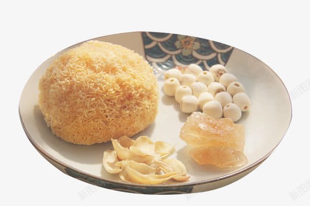 无添加农家银耳汤食材png免抠素材_新图网 https://ixintu.com 散装汤料 煲汤原材料 熬汤食材 老冰糖 莲子冰糖 银耳莲子羹