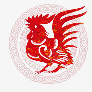 剪纸风格节日元素红色公鸡png免抠素材_新图网 https://ixintu.com 剪纸风格 红色公鸡素材 节日元素