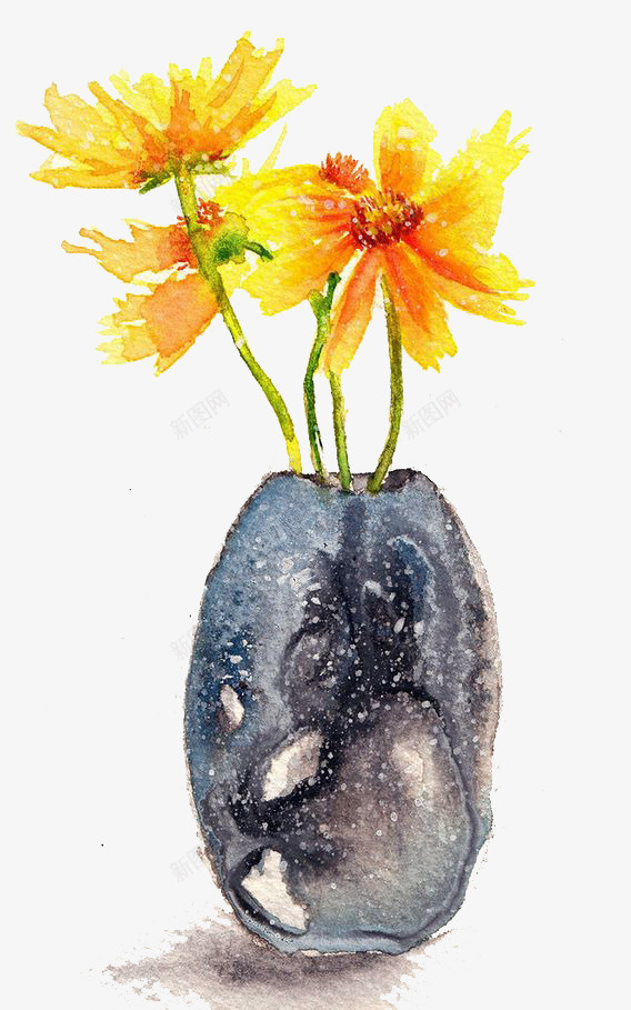 油画鲜花png免抠素材_新图网 https://ixintu.com 卡通 油画 装饰 鲜花 黄色
