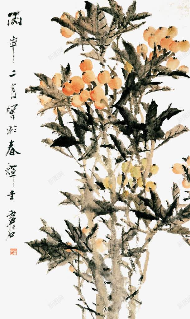 中国画枇杷png免抠素材_新图网 https://ixintu.com 中国画枇杷 国画枇杷 国画枇杷叶 枇杷 枇杷叶