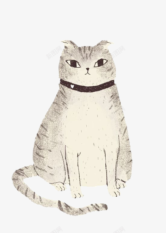 猫png免抠素材_新图网 https://ixintu.com 动物 卡通 手绘 插画 文艺 清新 猫 白色