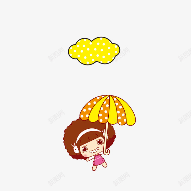 带伞的女孩psd免抠素材_新图网 https://ixintu.com 卡通人物 小女孩 带伞