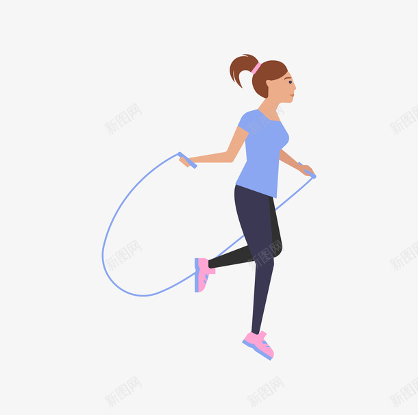 跳跳绳的女孩卡通图png免抠素材_新图网 https://ixintu.com 人物 健身 卡通 女孩 简图 跳绳 运动 锻炼