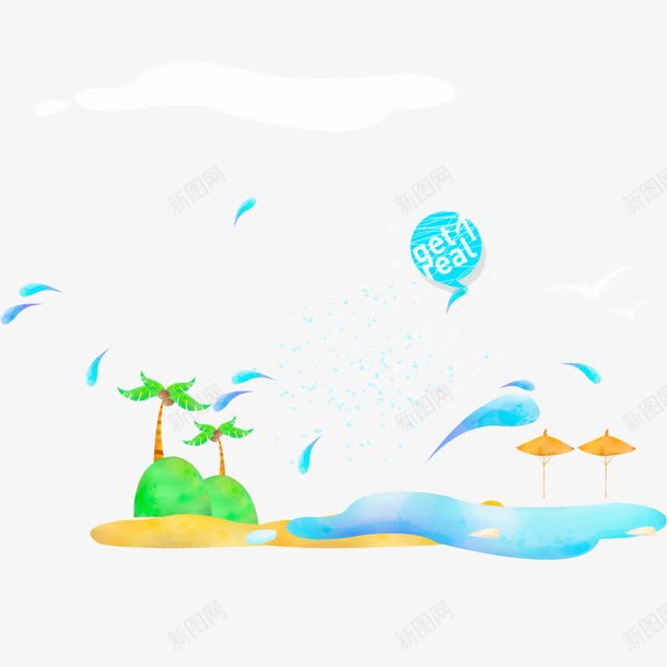 蓝色现代图形装饰png免抠素材_新图网 https://ixintu.com 图纹 底纹 扁平 海边 背景图案 装饰图案 装饰花纹