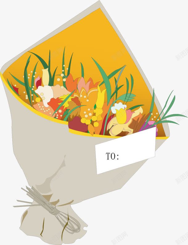 手绘黄色花束png免抠素材_新图网 https://ixintu.com 手绘 鲜花 黄色花束