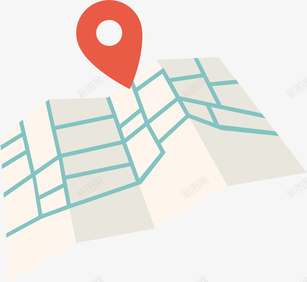 地图上的定位矢量图ai免抠素材_新图网 https://ixintu.com 几何图形 定位符号 白色的地图 红色 矢量图