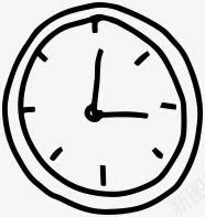 手绘黑色卡通钟表图标png_新图网 https://ixintu.com 卡通 图标 钟表 黑色