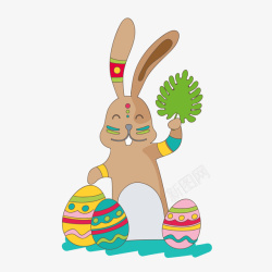 卡通手绘复活节兔子彩蛋矢量图素材