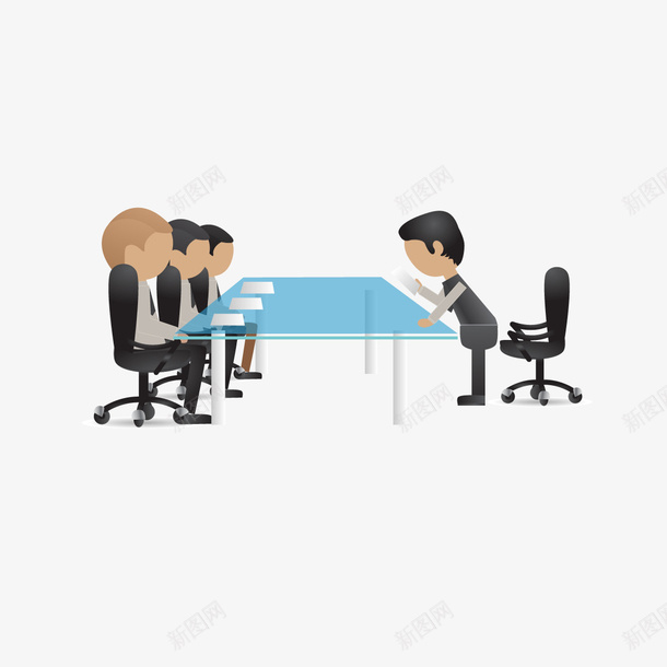 卡通手绘开会的人png免抠素材_新图网 https://ixintu.com 创意 动漫动画 卡通手绘 商务 开会的人 简约