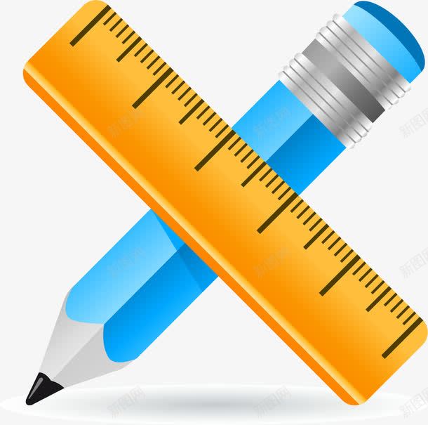 蓝色铅笔黄色直尺图案png免抠素材_新图网 https://ixintu.com 图案 直尺图案 蓝色铅笔 黄色直尺