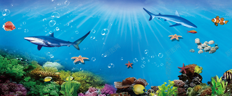 深海补水化妆品浪漫童趣环保海报背景背景