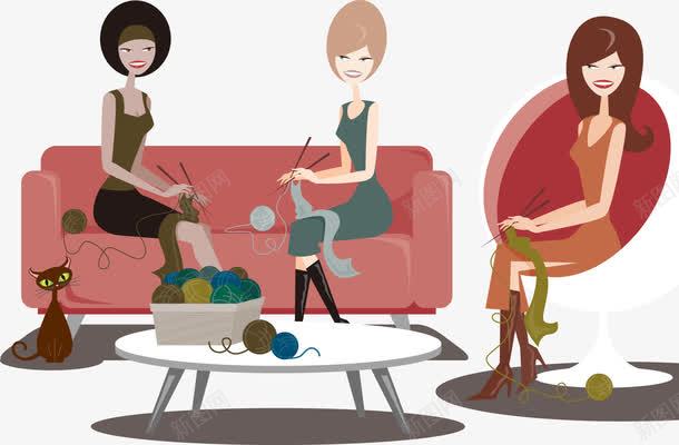 手绘织毛衣的女人png免抠素材_新图网 https://ixintu.com 女人 手绘 织毛衣 编织毛衣 闲聊