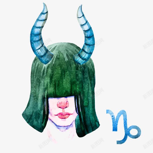 摩羯座矢量图eps免抠素材_新图网 https://ixintu.com 卡通 摩羯座 星座 水彩 符号 矢量图