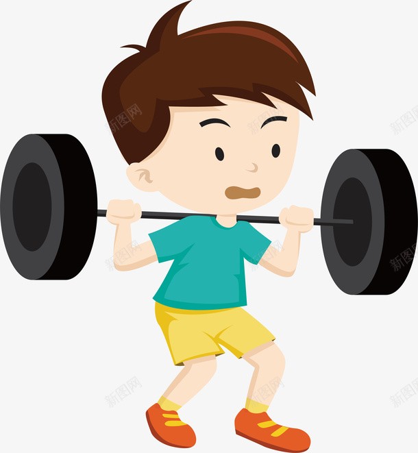 举重卡通男孩矢量图ai免抠素材_新图网 https://ixintu.com 举重人物 人物 人物设计 卡通 男孩 锻炼 矢量图