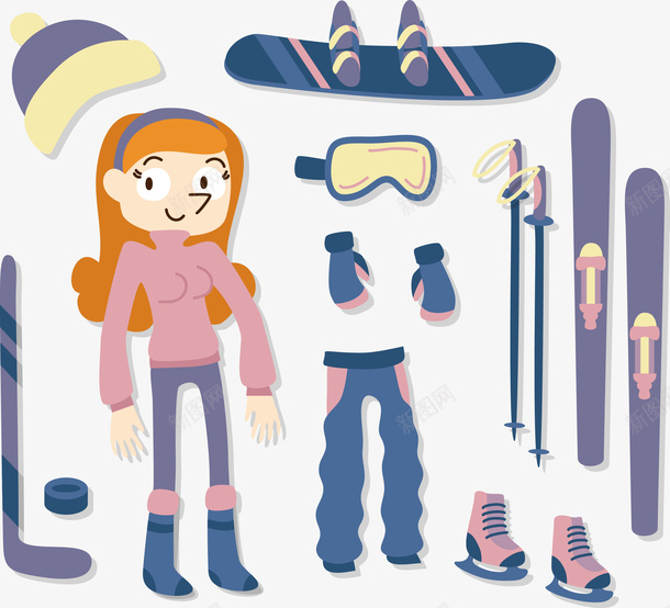 冬季女性滑雪装备套装矢量图ai免抠素材_新图网 https://ixintu.com 冬季滑雪 女性套装 滑雪 滑雪套装 滑雪装备 矢量png 矢量图