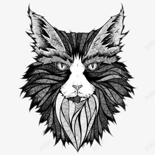 动物纹身png免抠素材_新图网 https://ixintu.com 动物 猫头 纹身