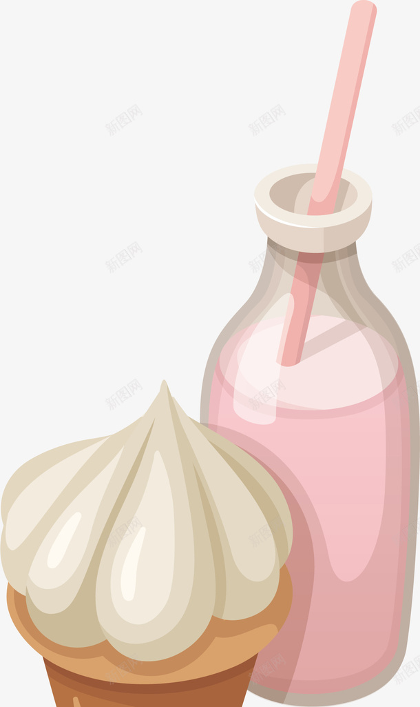 卡通饮料矢量图ai免抠素材_新图网 https://ixintu.com 卡通食物 卡通饮料 吸管 瓶子 饮料 矢量图