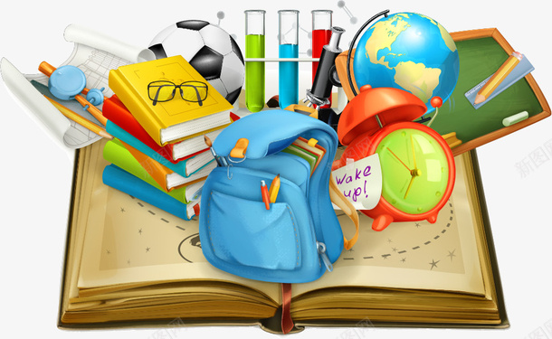 书本上的学习用品矢量图ai免抠素材_新图网 https://ixintu.com 书本 书籍 卡通书本 学习用品 矢量书本 矢量图