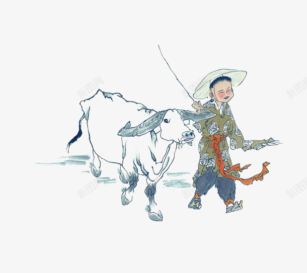水墨牛免费png免抠素材_新图网 https://ixintu.com 免抠素材 国画牛 水墨牛 水墨画 牛 装饰素材