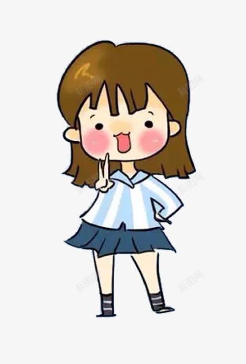比耶的女孩图标png_新图网 https://ixintu.com 图标 女孩 手绘 短发