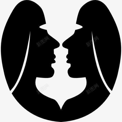 双子座的星座符号两个双胞胎的脸图标png_新图网 https://ixintu.com 占星术 双子座 双胞胎 星座 星座生肖包 标志 符号 面孔