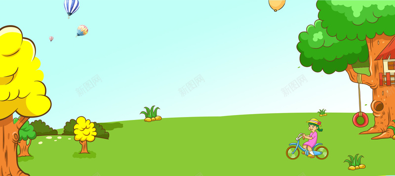 六一儿童节快乐卡通banner背景psd设计背景_新图网 https://ixintu.com banner背景 六一快乐 卡通 可爱 大树 欢乐六一 童真 童话小清新 童趣 草地